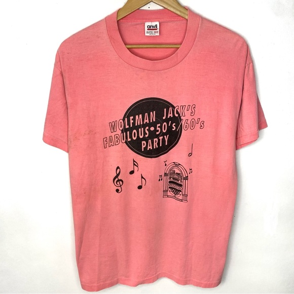Vintage Other - Vintage 90’s Wolfman Jack’s Party Pink Single Stitch T Shirt Made In USA OSFA